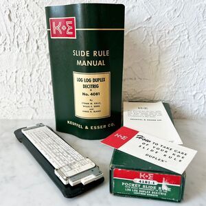 Vintage K+E Keuffel & Esser Pocket Slide Rule 4181-1 Leather Sleeve-Box-Manual
